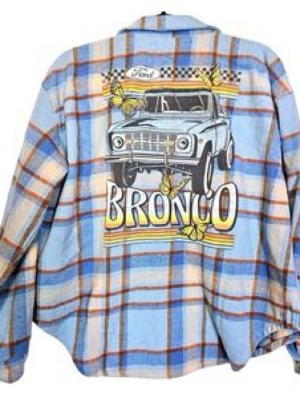 Ford Bronco Blue Plaid Shirt Jacket Size Medium
